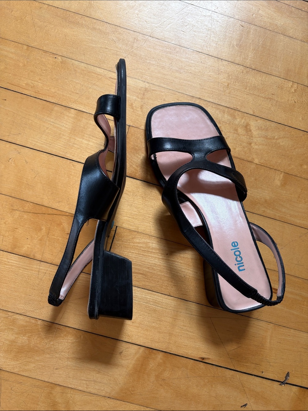 Nicole Black Strappy Slingback Sandals